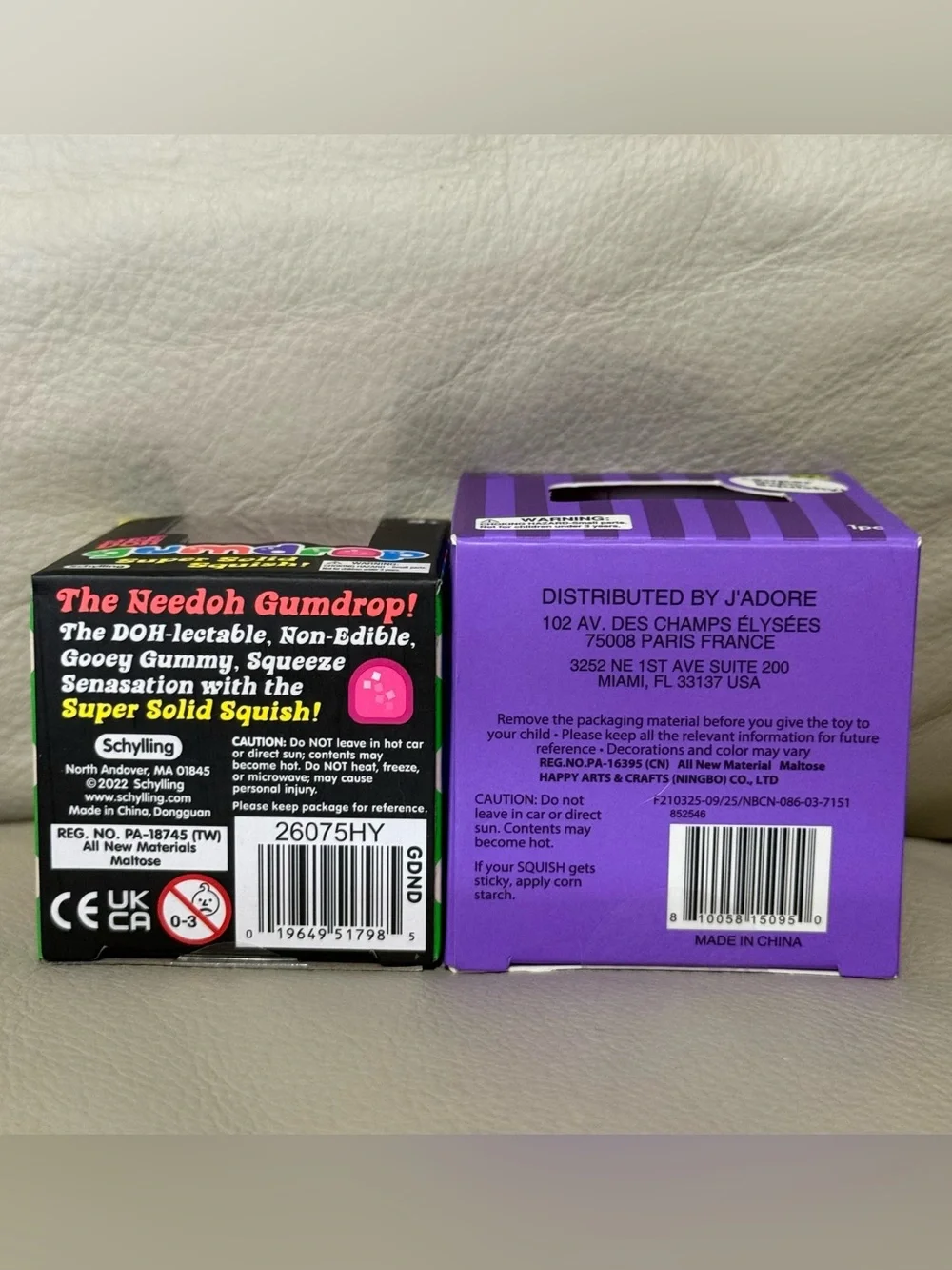 NEW Pink Needoh Gumdrop & Purple J’adore Cool Cube Super Solid Squishy Fidget